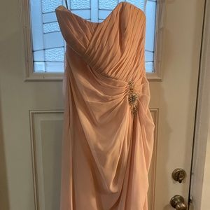 Women's Light Pink Strapless Gown Size 12 with Silver Embellishment Accent